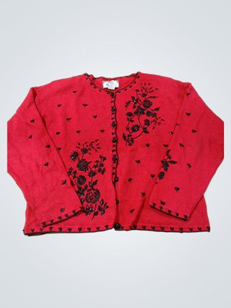 Roter bestickter Cardigan