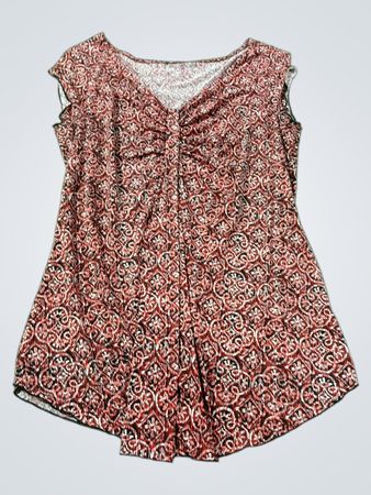 Damen Tunika-Oberteil in Rot mit Muster