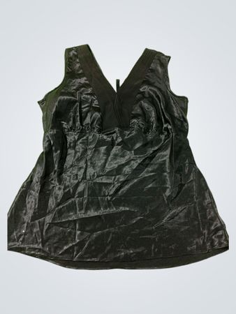 George Stretch Schwarzes Satin-Oberteil mit V-Ausschnitt