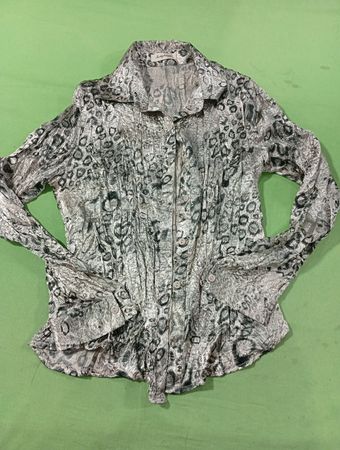 Monghuan Hemd mit Leopardenmuster, Kragen und Knopfleiste