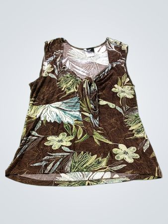 Libra Women's Floral Print Sleeveless Tie-Front Top