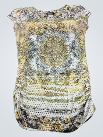 Damen-T-Shirt mit Verzierung und Raffungen