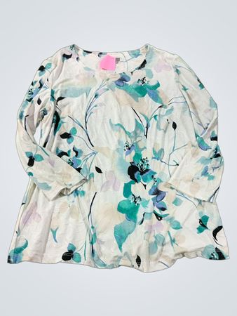 Weißes Langarmshirt mit Blumenmuster
