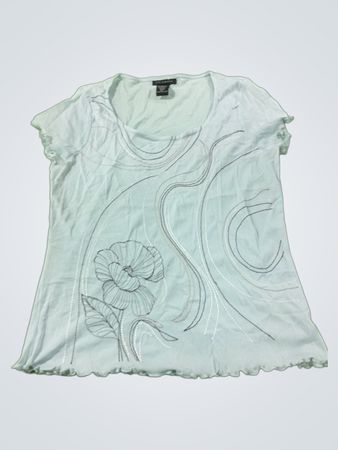 The Limited Damen Oberteil mit kurzen Ärmeln in Hellblau mit floraler Verzierung