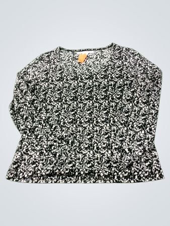 Kiara Damen Langarmshirt in Schwarz und Weiß mit Blumenmuster, Größe M