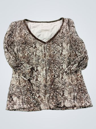 Damen V-Ausschnitt Langarm Shirt mit Schlangenmuster