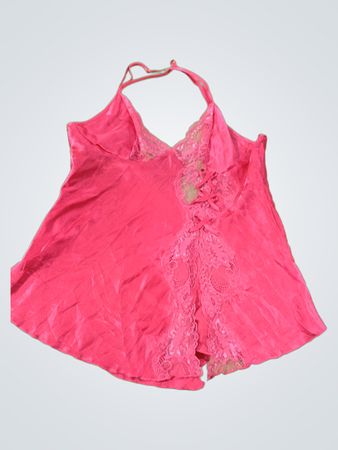 Rosa Satin-Spitzen-Babydoll