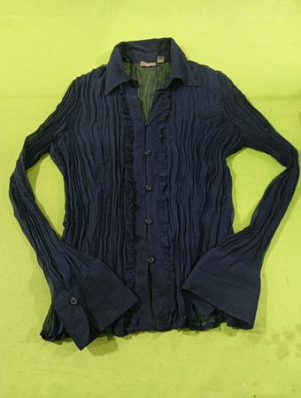 Apt.9 Navy Crinkle Hemd mit Knöpfen