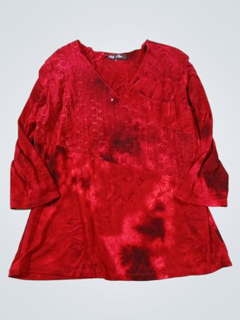 Nur Neun Rot Batik-Oberteil