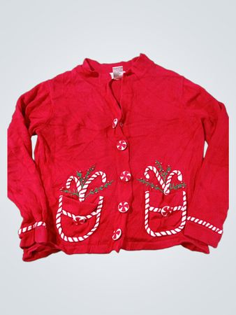 Mandal Bay Rote Zuckerstangen-Weihnachtsstrickjacke