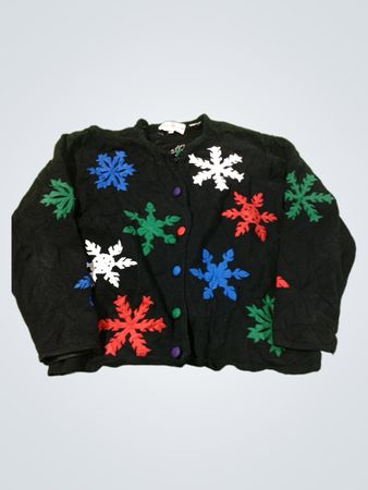 Marisa Christina Schwarze Schneeflocken-Strickjacke
