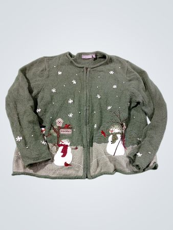 Croft & Barrow Petite Snowman Cardigan