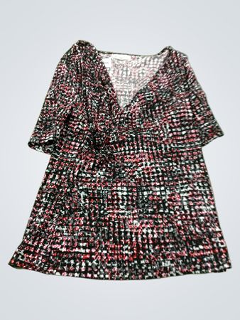 Liz Claiborne bedrucktes V-Ausschnitt-Top