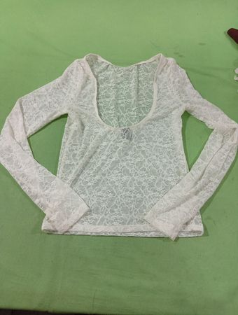 Wild Fable White Lace Langarm-Top