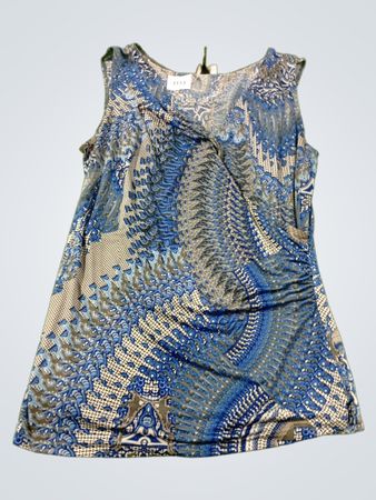 DONNA ärmelloses blaues gemustertes Oberteil