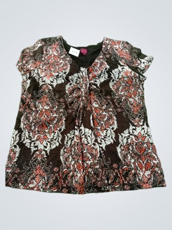 212 COLLECTION Women's Braun geblümtes V-Ausschnitt-Top
