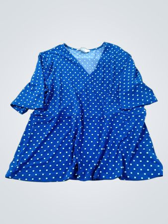 Liz Claiborne Blue Square Print V-Ausschnitt-Oberteil