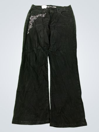 Zena Black bestickte Schlagjeans