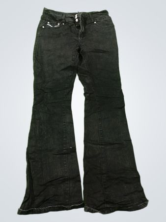 Schwarze Flare-Jeans mit „Love You“-Stickerei