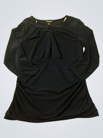 B-DESIGN Schwarzes gerafftes Langarm-Oberteil