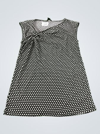 Ann Taylor Petite schwarzes und weißes ärmelloses Kleid mit Polka-Dots
