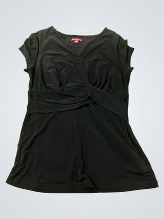 Merona Damen Schwarzes V-Ausschnitt Oberteil mit Twist-Front