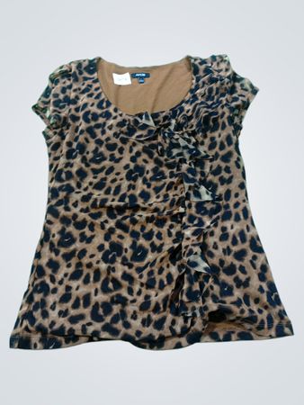 Apt 9 Damen Top mit Leopardenmuster und Rüschen