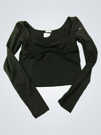 ARDENE Schwarzes, langärmeliges kurzes Top