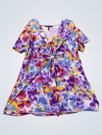 Daisy Fuentes bedrucktes Kurzarmkleid