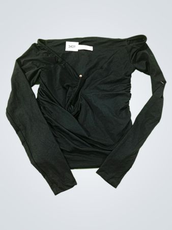 KOOKAI Schwarzes gerafftes Langarm-Oberteil