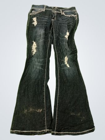 BODY CENTRAL Women's Verziertes Schlagjeans mit Used-Look