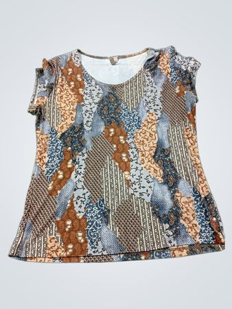 Susan Lawrence Petite Patchwork-Print Kurzarmtop