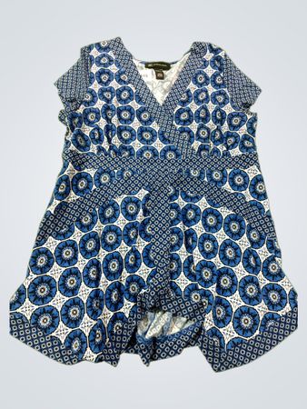 INC International Concepts Women's Blue Geometric Print Tunic Top