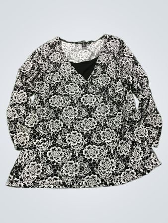 BRIGGS NEW YORK Bluse mit schwarz-weißem Blumenmuster