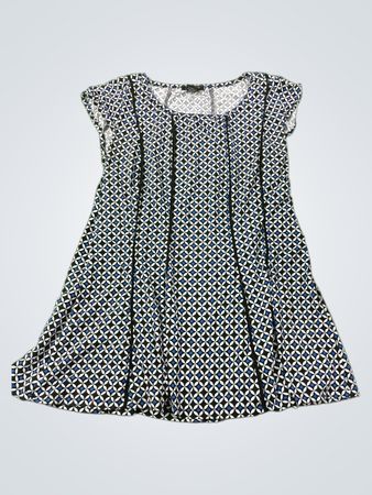 Robert Louis Damenkleid mit geometrischem Muster und kurzen Ärmeln
