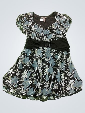 HILLARD & HANSON Damenkleid mit floralem Muster und schwarzem Gürtel