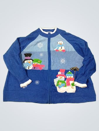 Blauer Schneemann mit Reißverschluss-Pullover