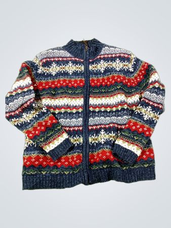 TIARA INTERNATIONAL Damensweater mit Fair-Isle-Strick und Reißverschluss