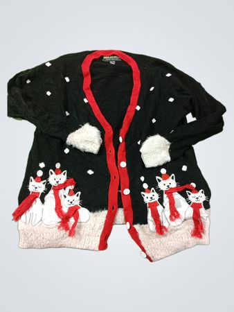 Frohe Feiertage Urban Heritage Black Cat Weihnachts-Strickjacke