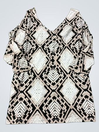 V-Ausschnitt-Bluse mit geometrischem Muster