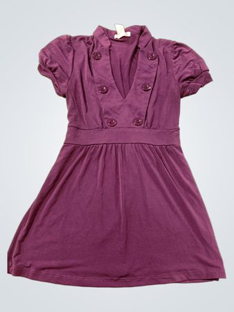 6 Degrees of Separation Purple Button Detail Dress with Tie Back