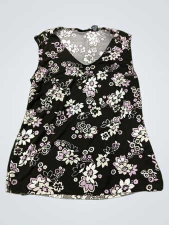 New York & Company Damen Top mit Blumenmuster, V-Ausschnitt und ärmellosem Schnitt