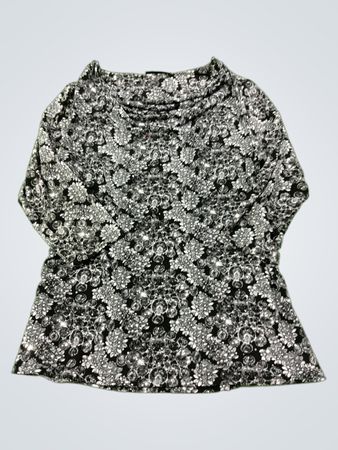 Style & Co. Schwarz-Weißes Oberteil mit Blumenmuster