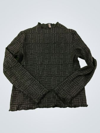 Vanite Couture schwarzes, strukturiertes Langarm-Oberteil