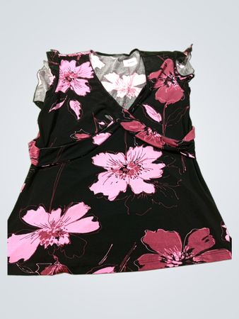 Schwarzes Wickeloberteil mit Blumenmuster