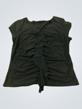 Alfani Petite schwarzes gerafftes V‑Ausschnitt-Oberteil