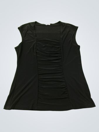 Schwarzes gerafftes ärmelloses Top