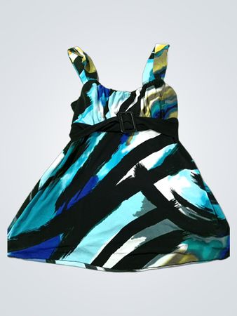 BCX Damen Tunika-Oberteil ärmellos mit abstraktem Print und Gürtel
