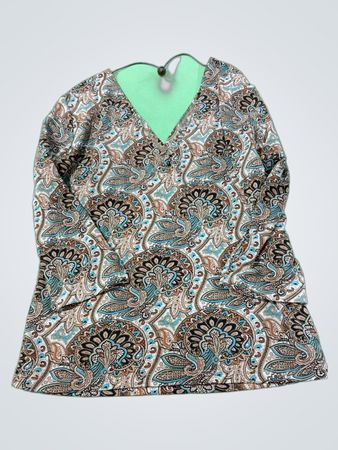 Fashion Bug Stretch Paisley-Print V-Ausschnitt Langarm-Oberteil