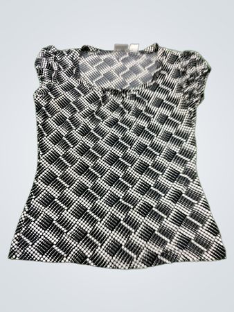 Worthington Stretch Schwarz-Weiß gemustertes Top